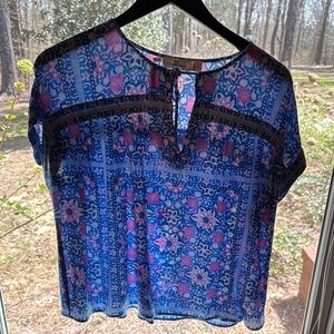 Floral Blue and Pink Women's Top